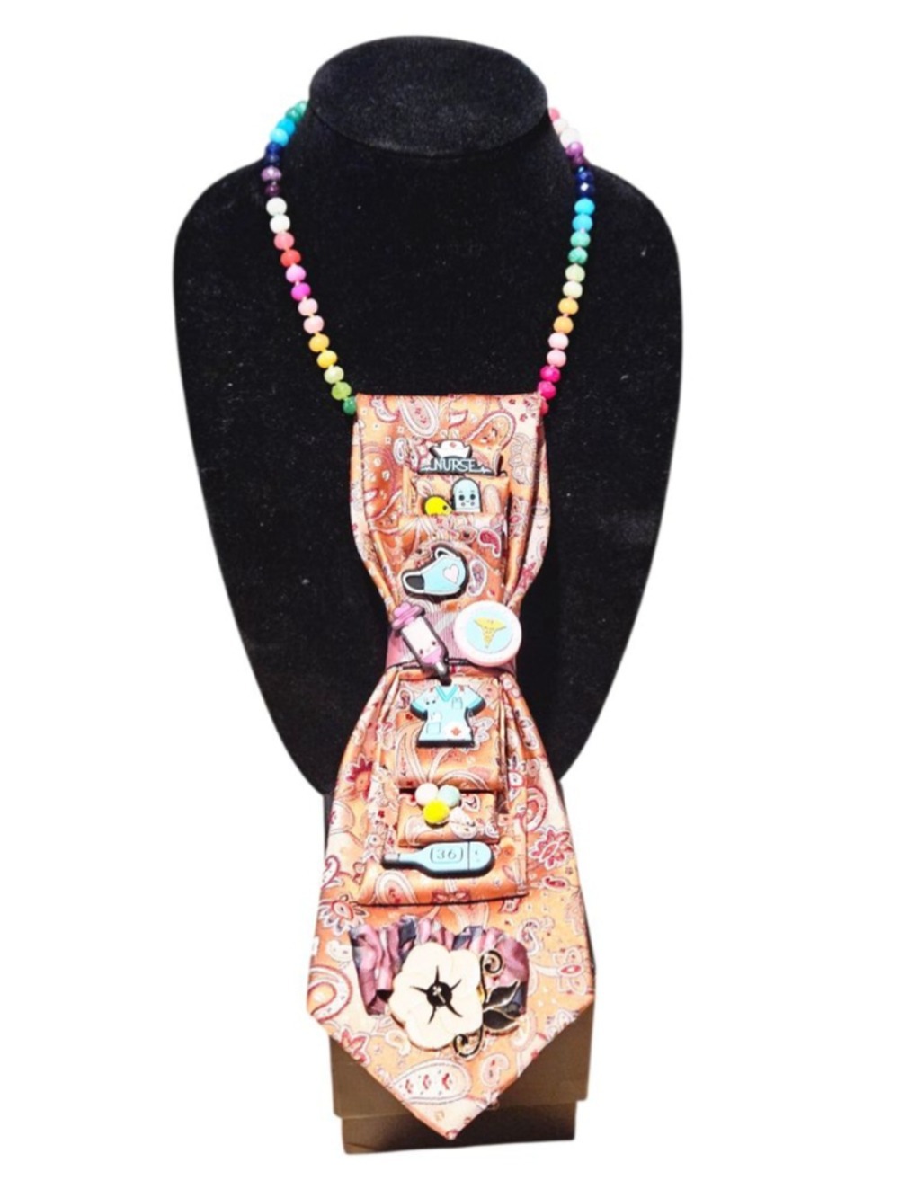 Women's Unbranded Pinkest Orange Multicolor Nurse Themed Tie Necklace - Picture 4 of 7